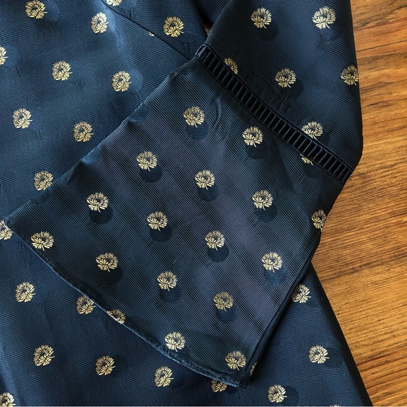 Shoshanna Black Gold Classy Long Sleeve Dress 6 Small - Picture 4 of 6